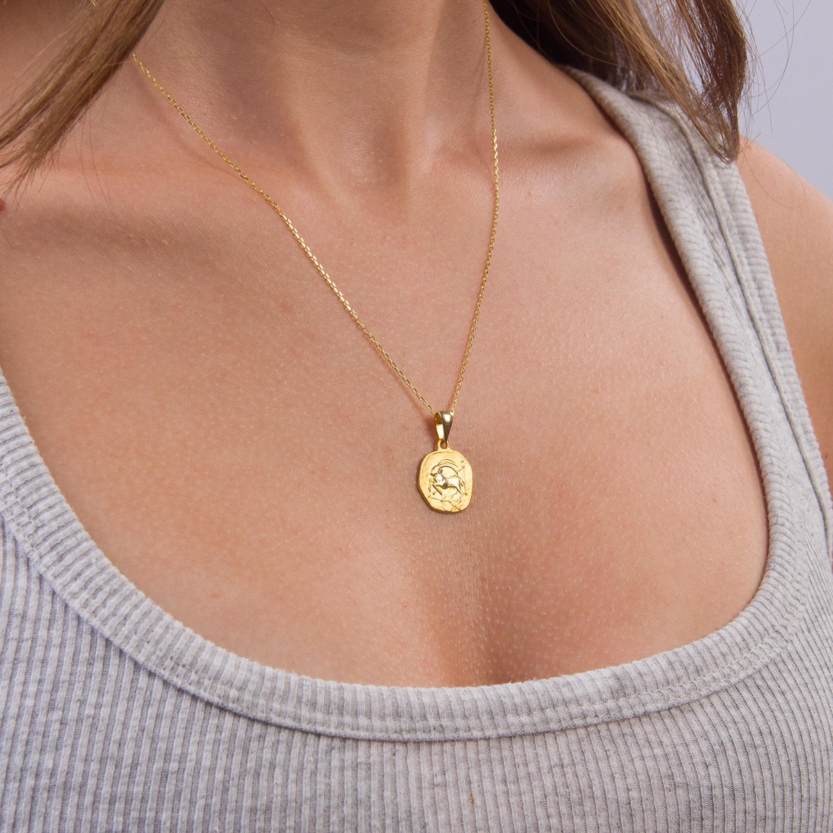 14 Ayar Altın Oğlak Burç Kolye Ucu