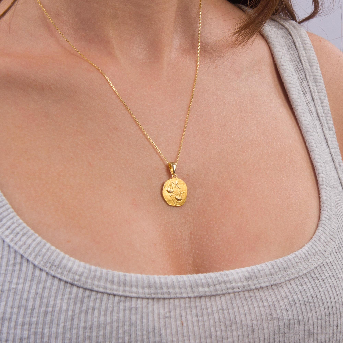 14 Ayar Altın Terazi Burç Kolye Ucu