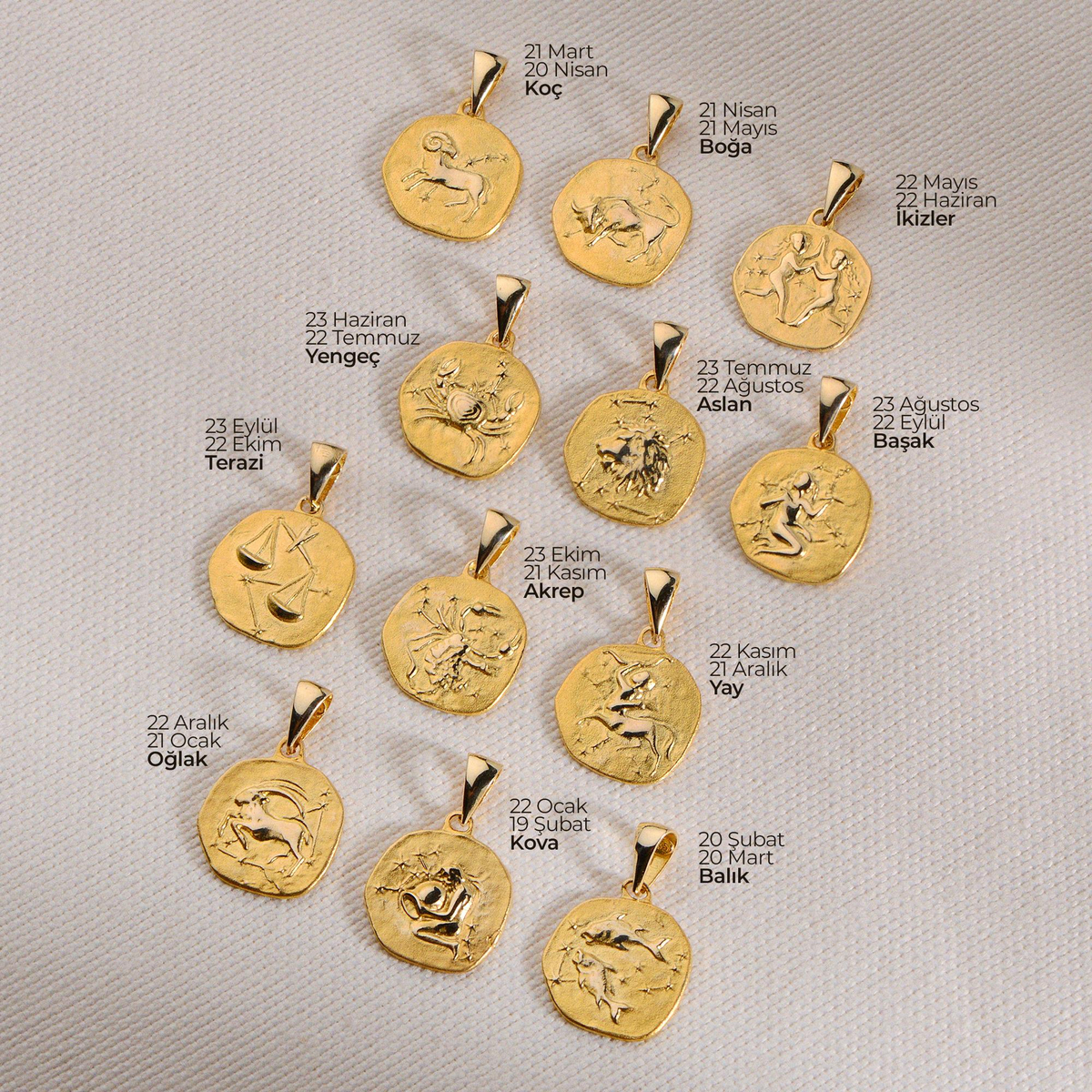 14 Ayar Altın İkizler Burç Kolye Ucu