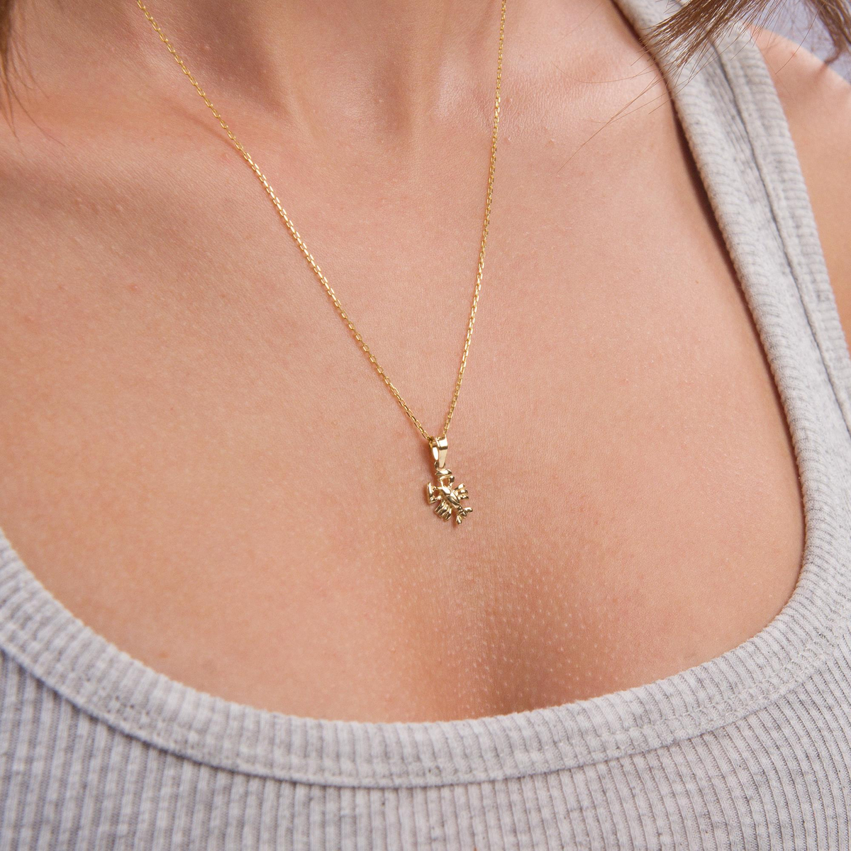 14 Ayar Altın Yengeç Burç Kolye Ucu