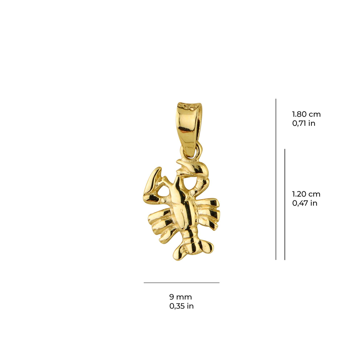 14 Ayar Altın Yengeç Burç Kolye Ucu