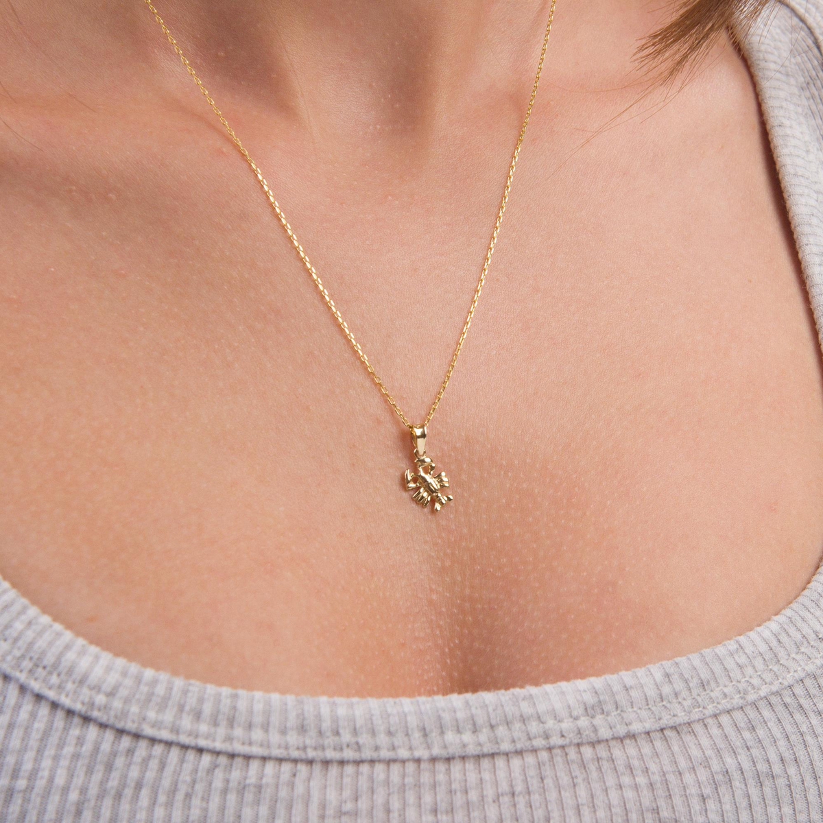 14 Ayar Altın Yengeç Burç Kolye Ucu