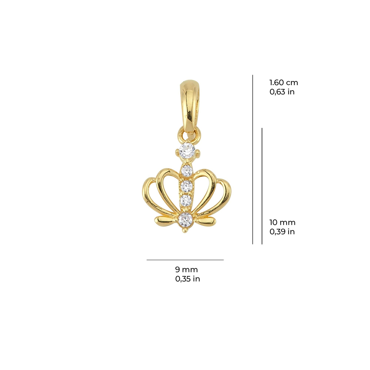 14 Ayar Taç Taşlı Altın Kolye Ucu