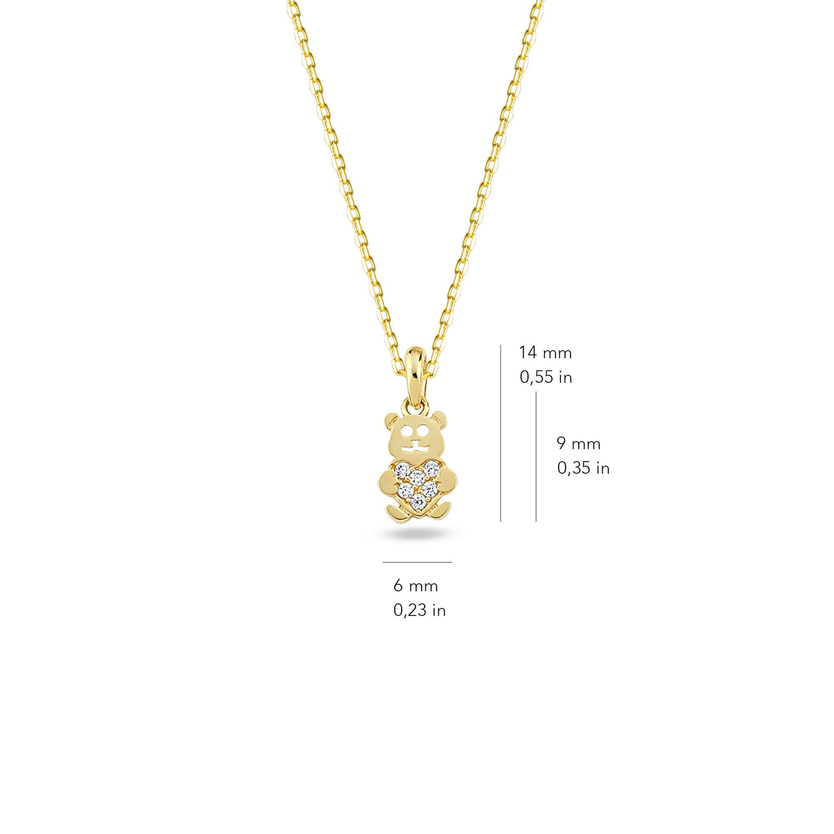 14 Ayar Altın Ayıcıklı Kolye