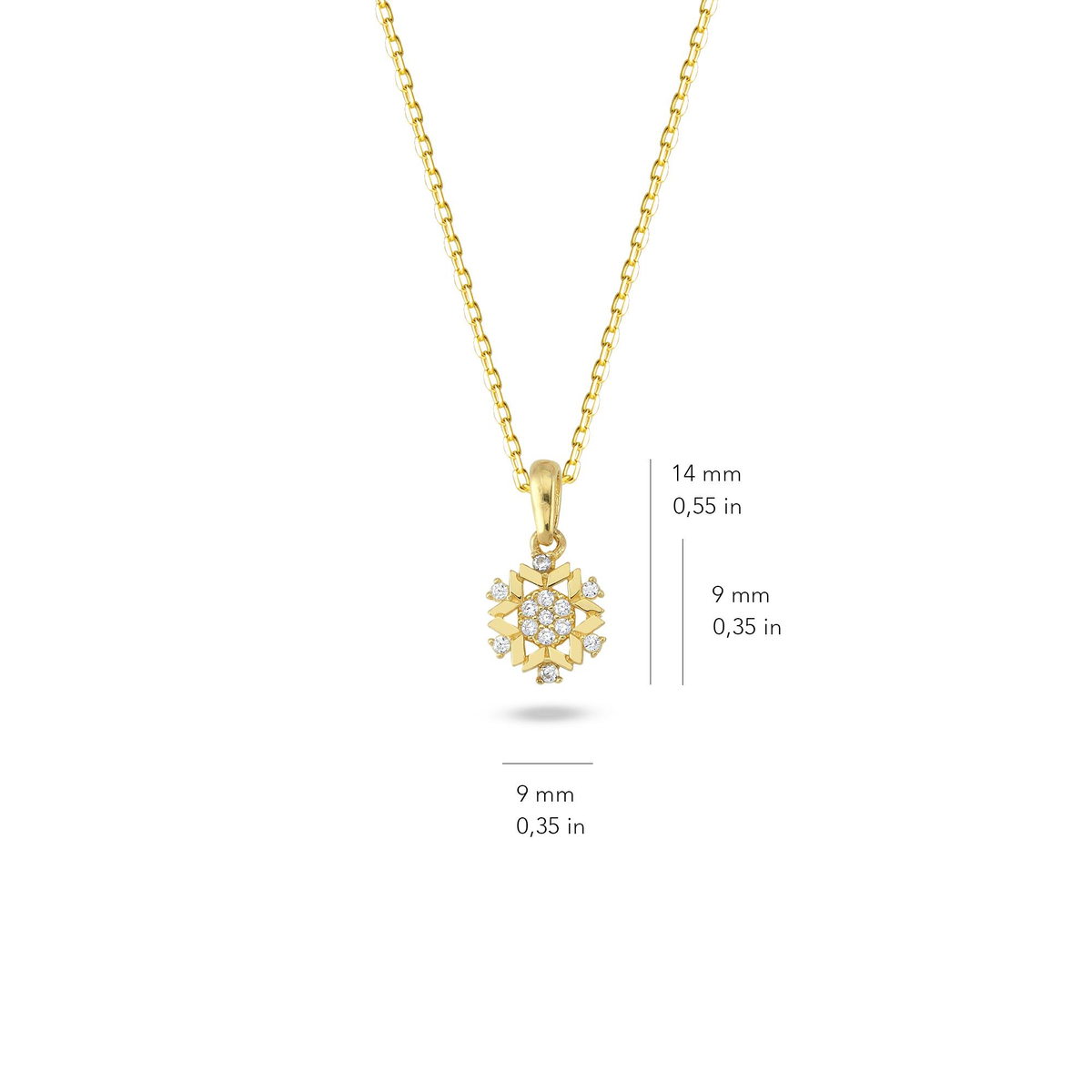 14 Ayar Altın Kar Tanesi Kolye