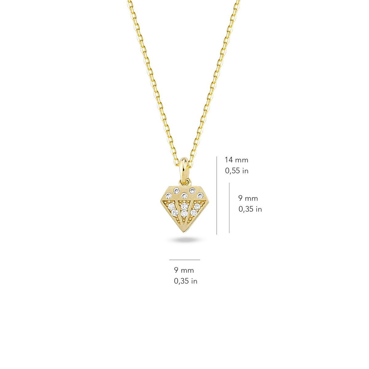 14 Ayar Altın Pırlanta Simgesi Kolye