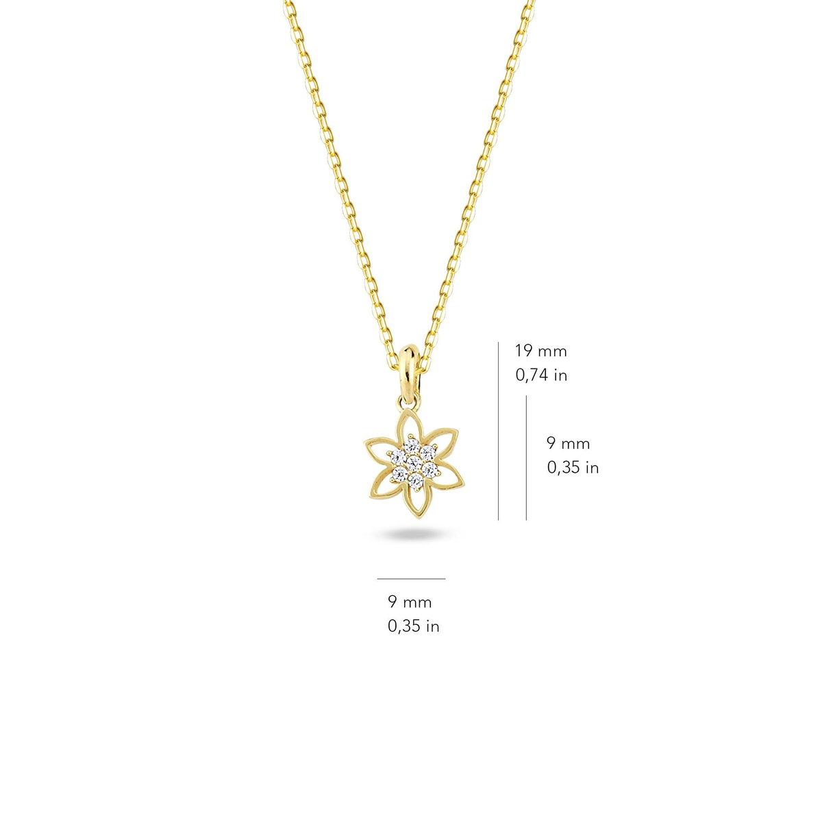 14 Ayar Altın Taşlı Çiçek Kolye