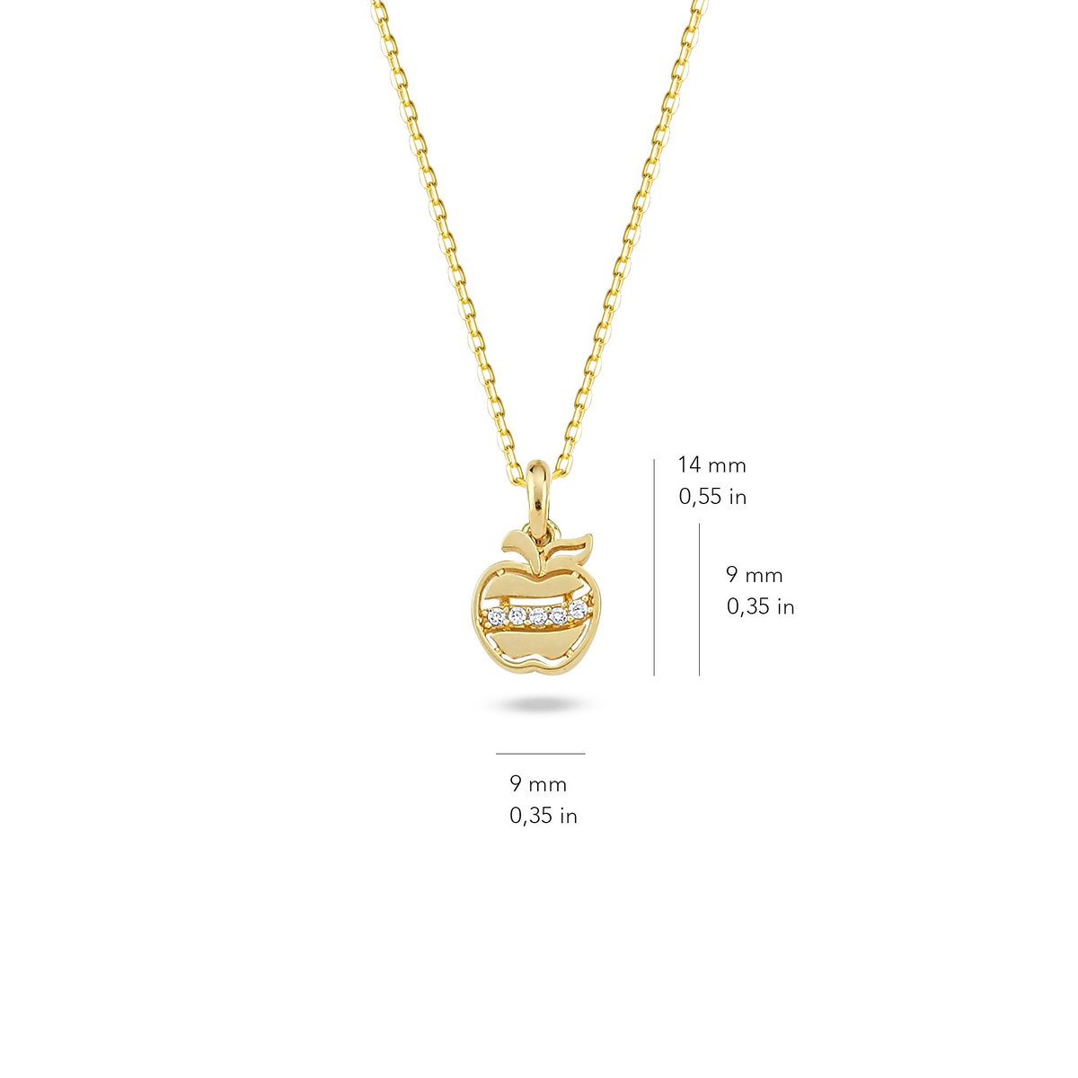 14 Ayar Altın Taşlı Elma Kolye