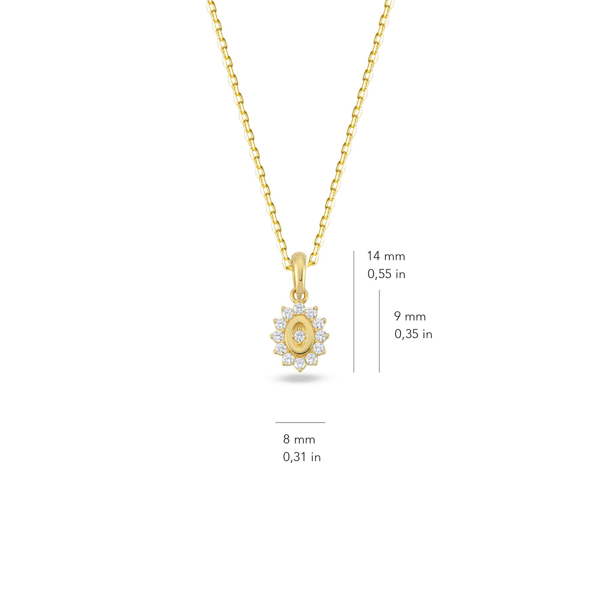 14 Ayar Altın Taşlı Göz Kolye