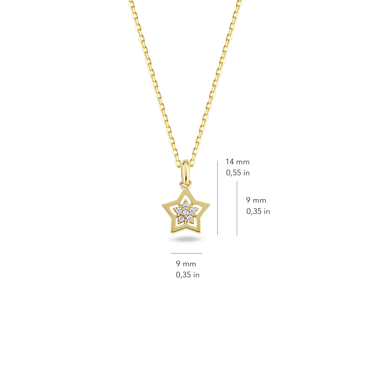 14 Ayar Altın Taşlı Yıldız Kolye
