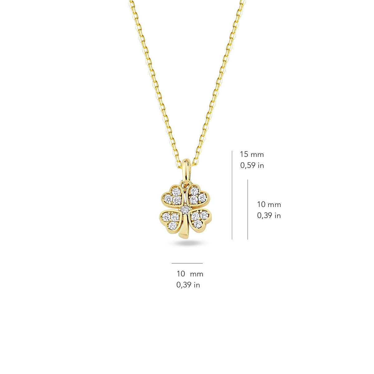 14 Ayar Altın Taşlı Yonca Kolye