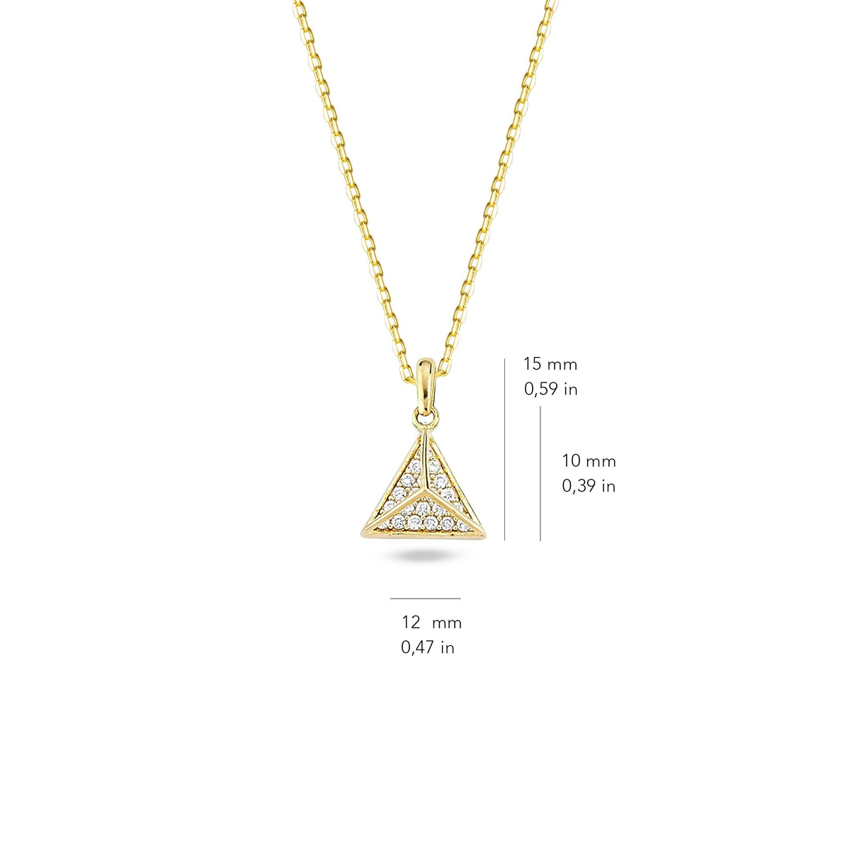 14 Ayar Altın Üçgen Kolye