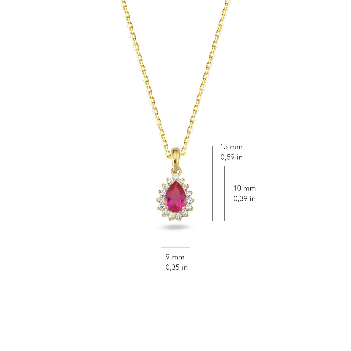 14 Ayar Altın Yakut Modeli Kolye