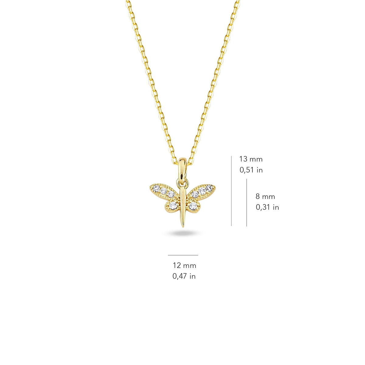 14 Ayar Altın Yusufçuk Kolye