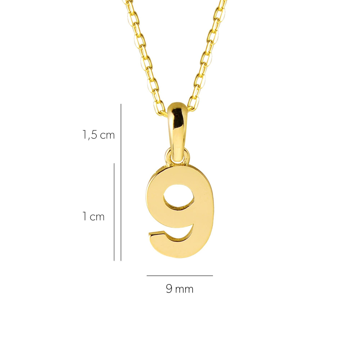 14 Ayar Dokuz Rakamı Altın Kolye