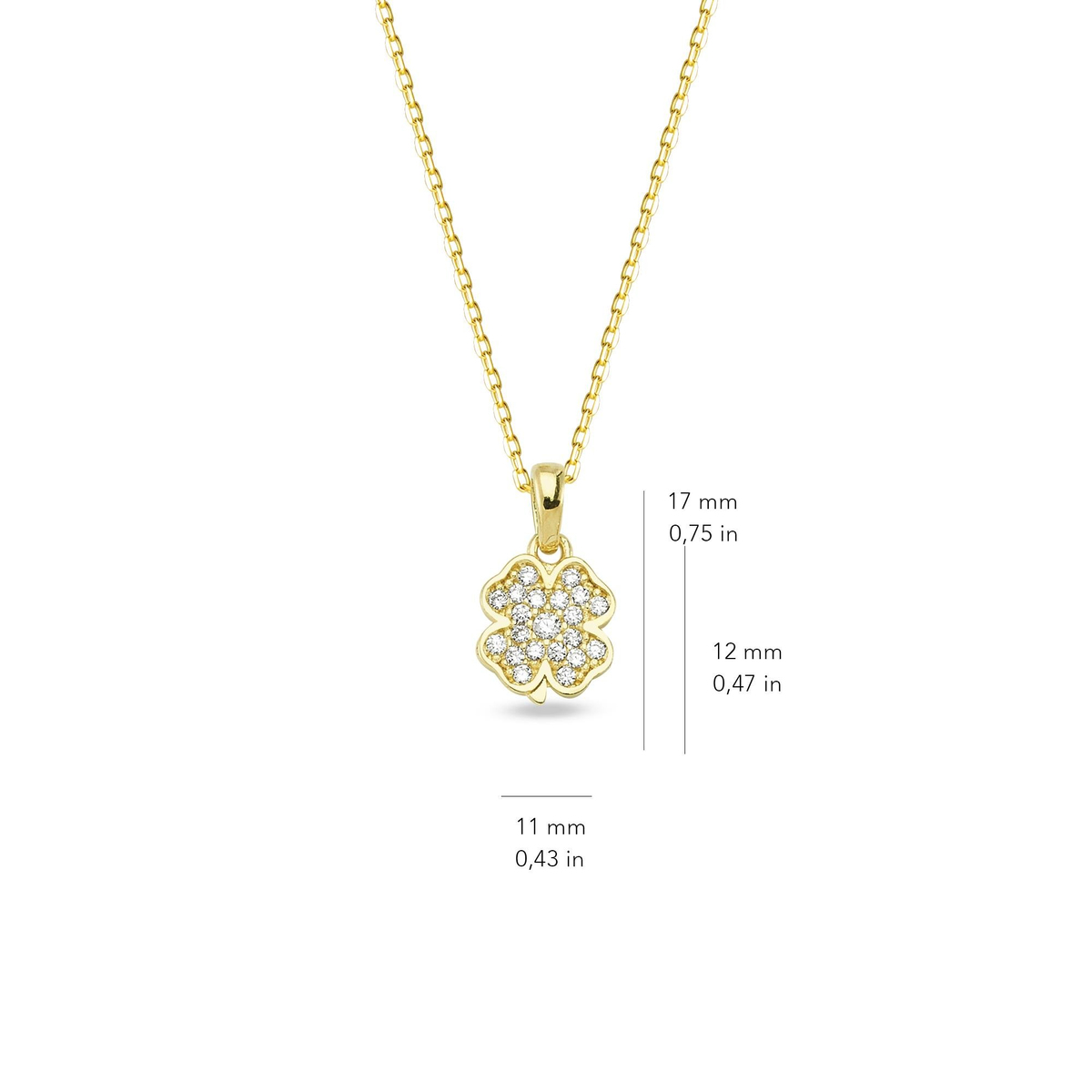 14 Ayar Taşlı Yonca Altın Kolye