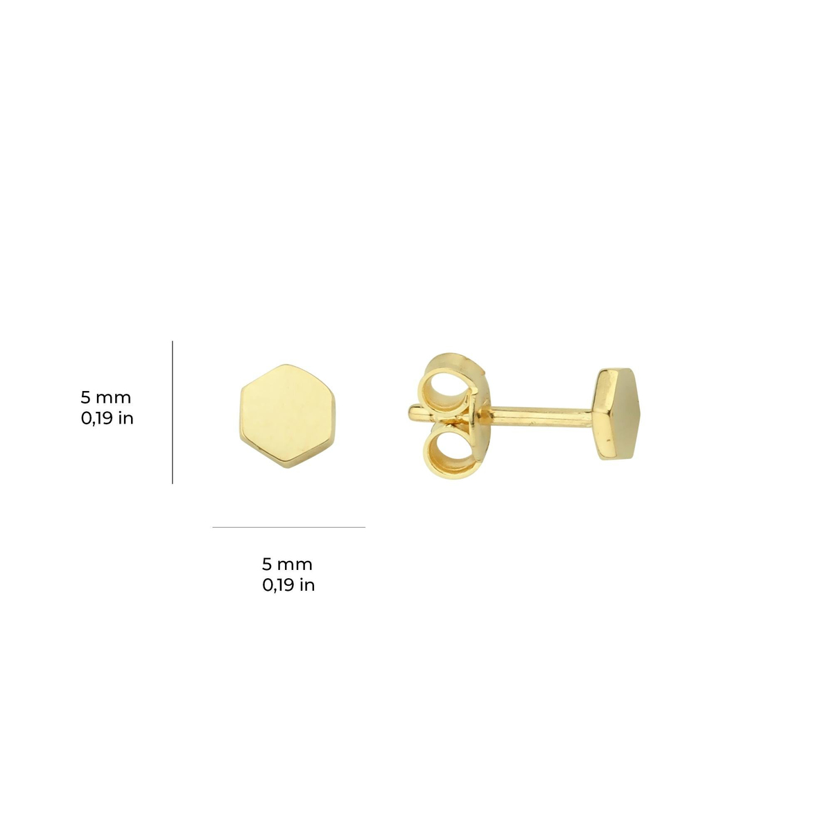 14 Ayar Minik Altıgen Altın Küpe