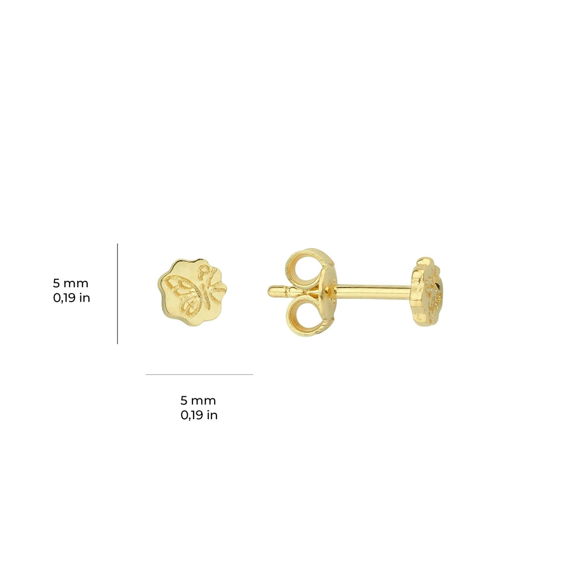 14 Ayar Minik Kelebek Figürlü Altın Küpe