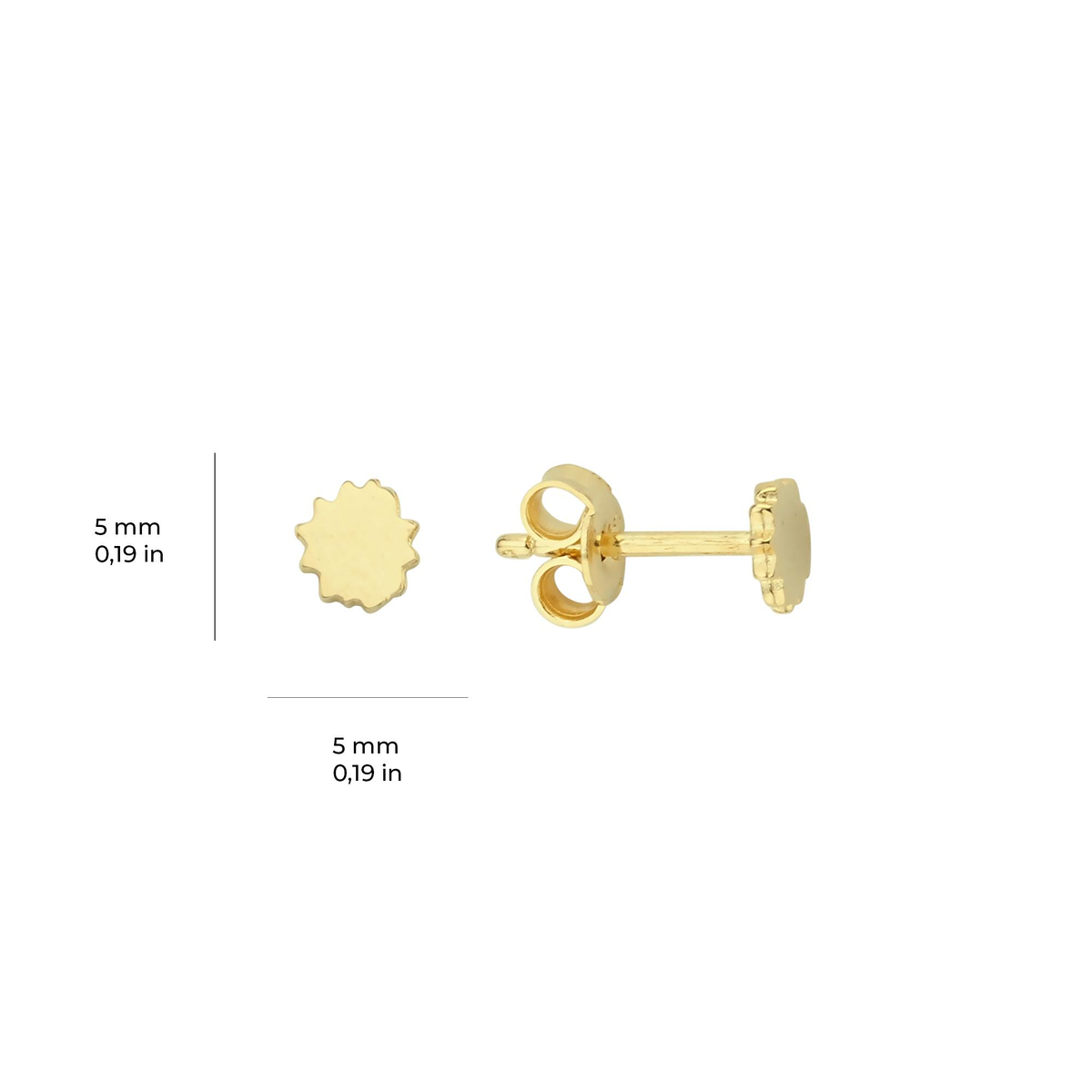 14 Ayar Minik Tırtıklı Altın Küpe