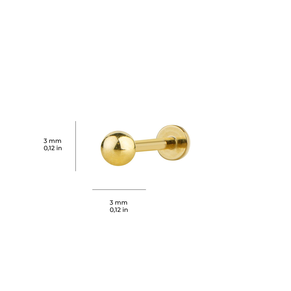 3 mm Top Altın Piercing