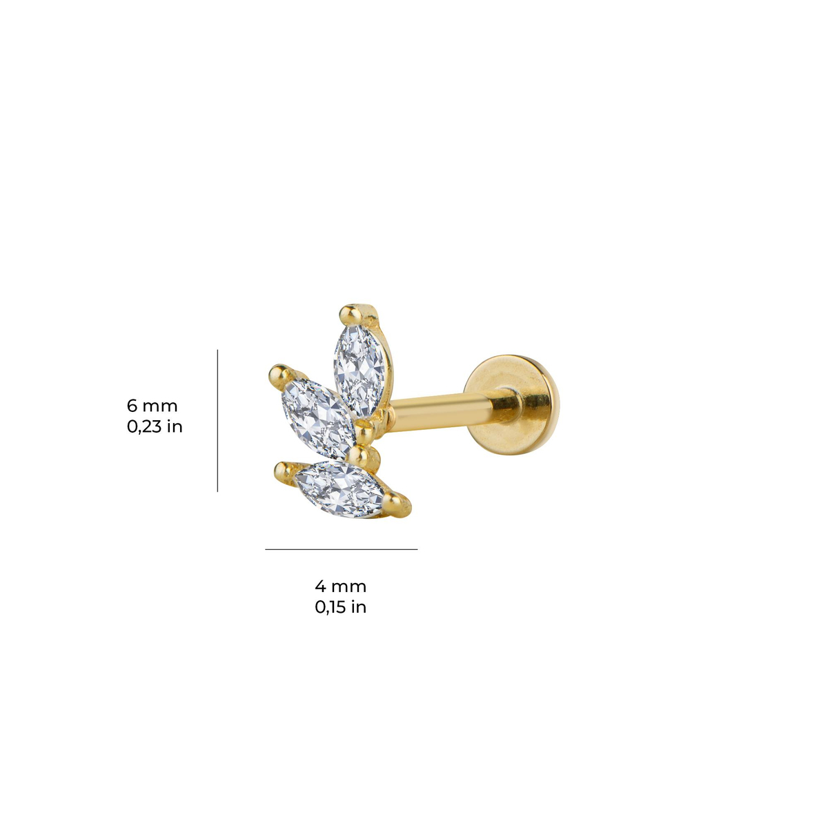 Damla Taşlı Altın Piercing