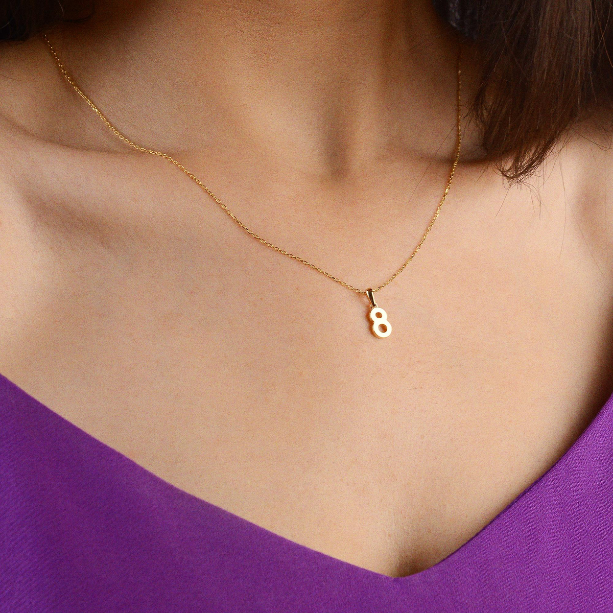 14 Ayar Sekiz Rakamı Altın Kolye Ucu