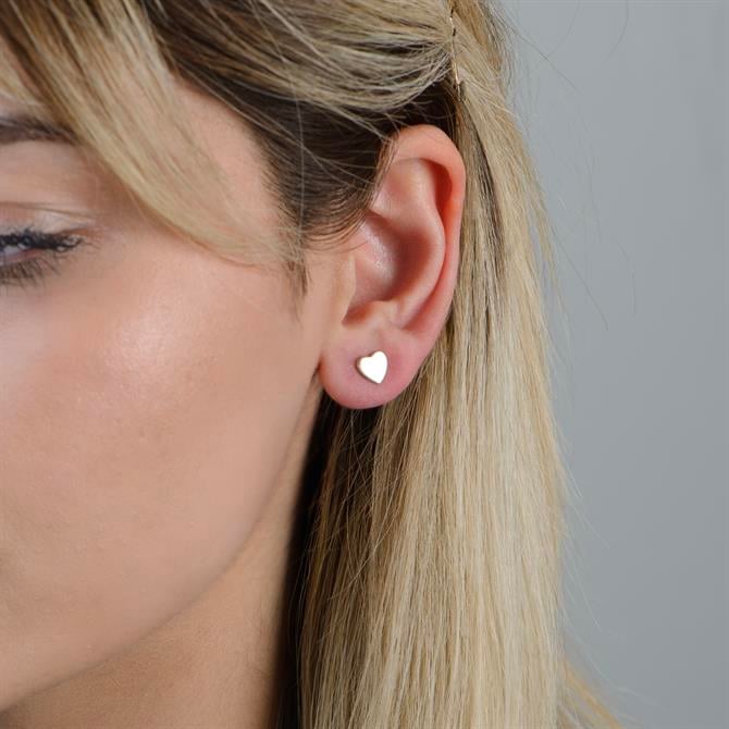 14k Altın Sade Kalp Küpe