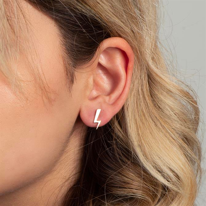 14k Altın Sade Şimşek Küpe