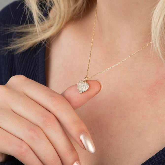 14k Altın Taşlı Kalp Kolye