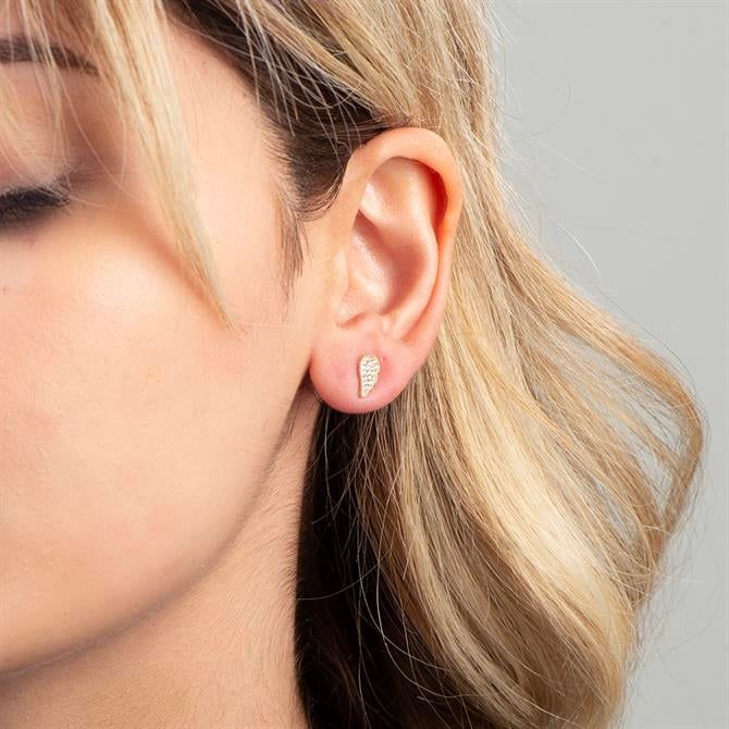 14k Altın Taşlı Melek Kanadı Küpe