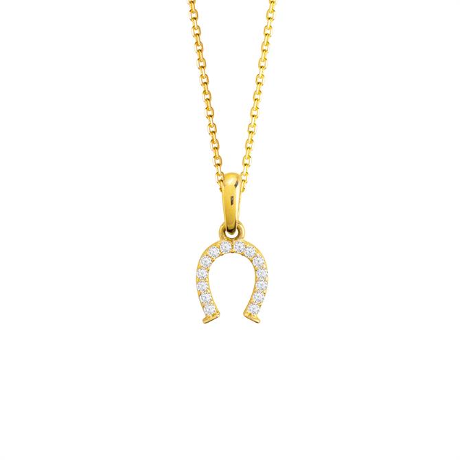 14k Altın Taşlı Nal Şans Kolye