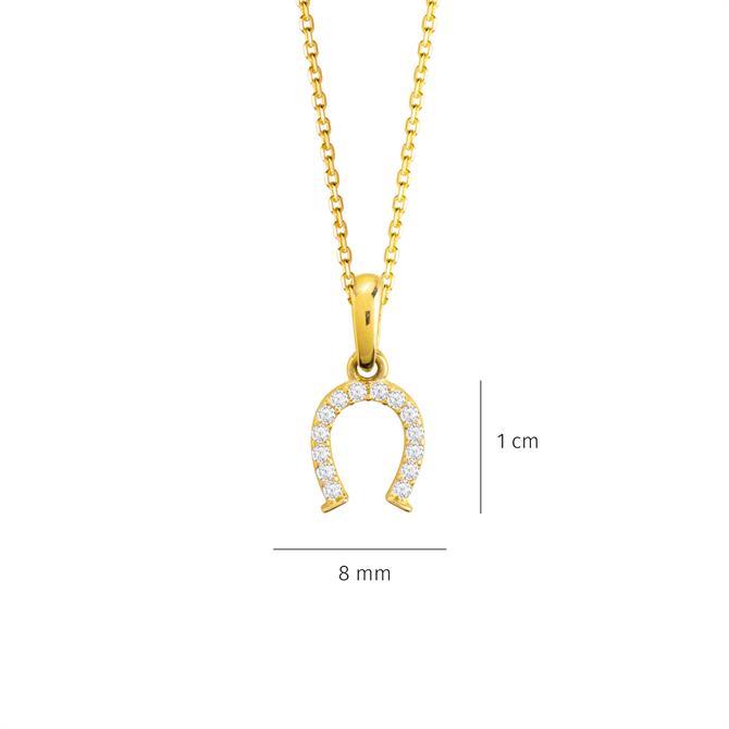 14k Altın Taşlı Nal Şans Kolye