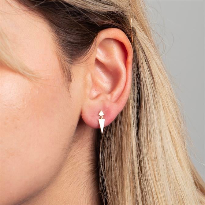 14k Altın Üçgen Sallantılı Küpe