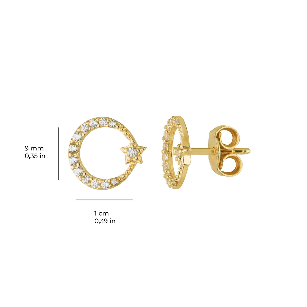 14 Ayar Taşlı Altın Küpe