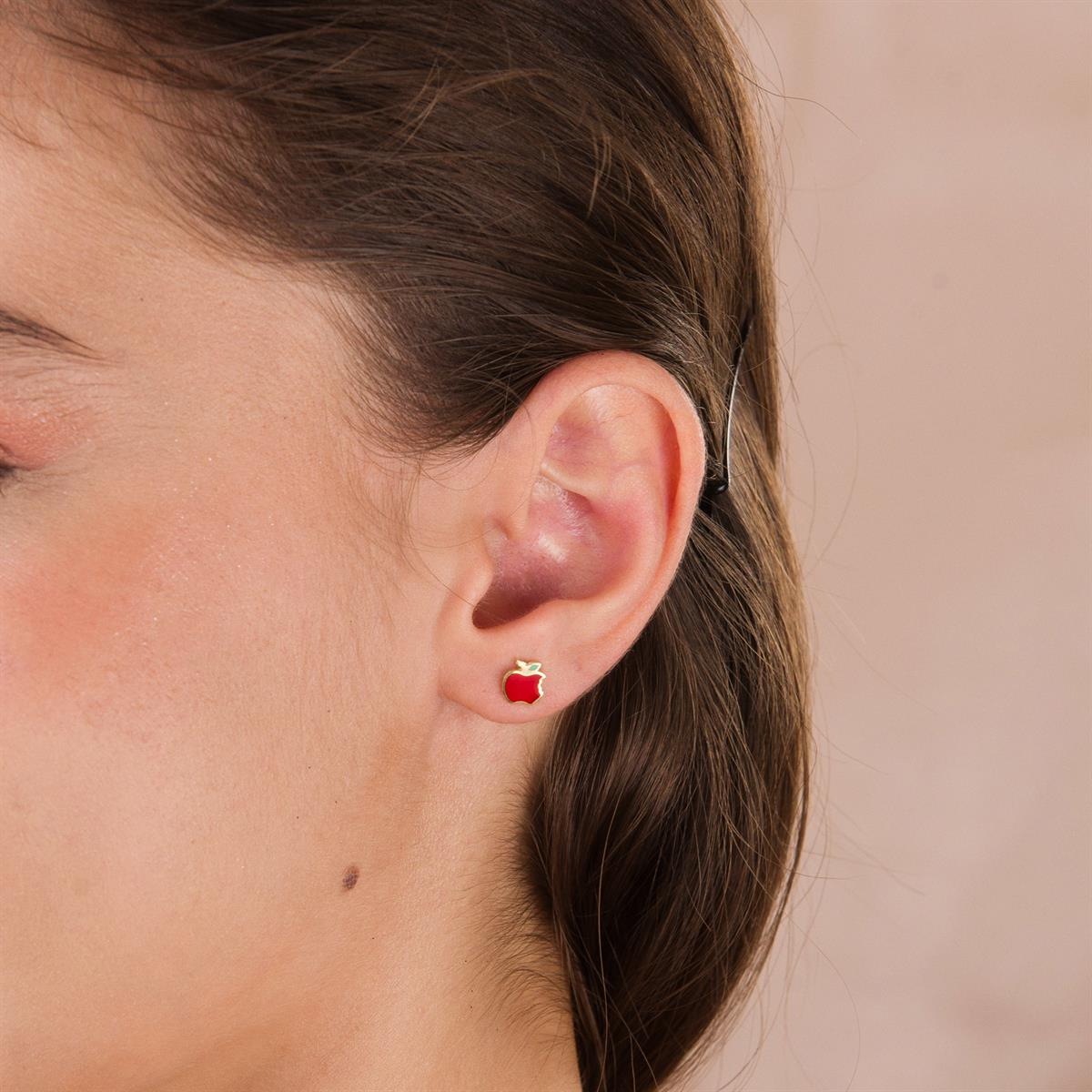 14 Ayar Altın Elma Küpe