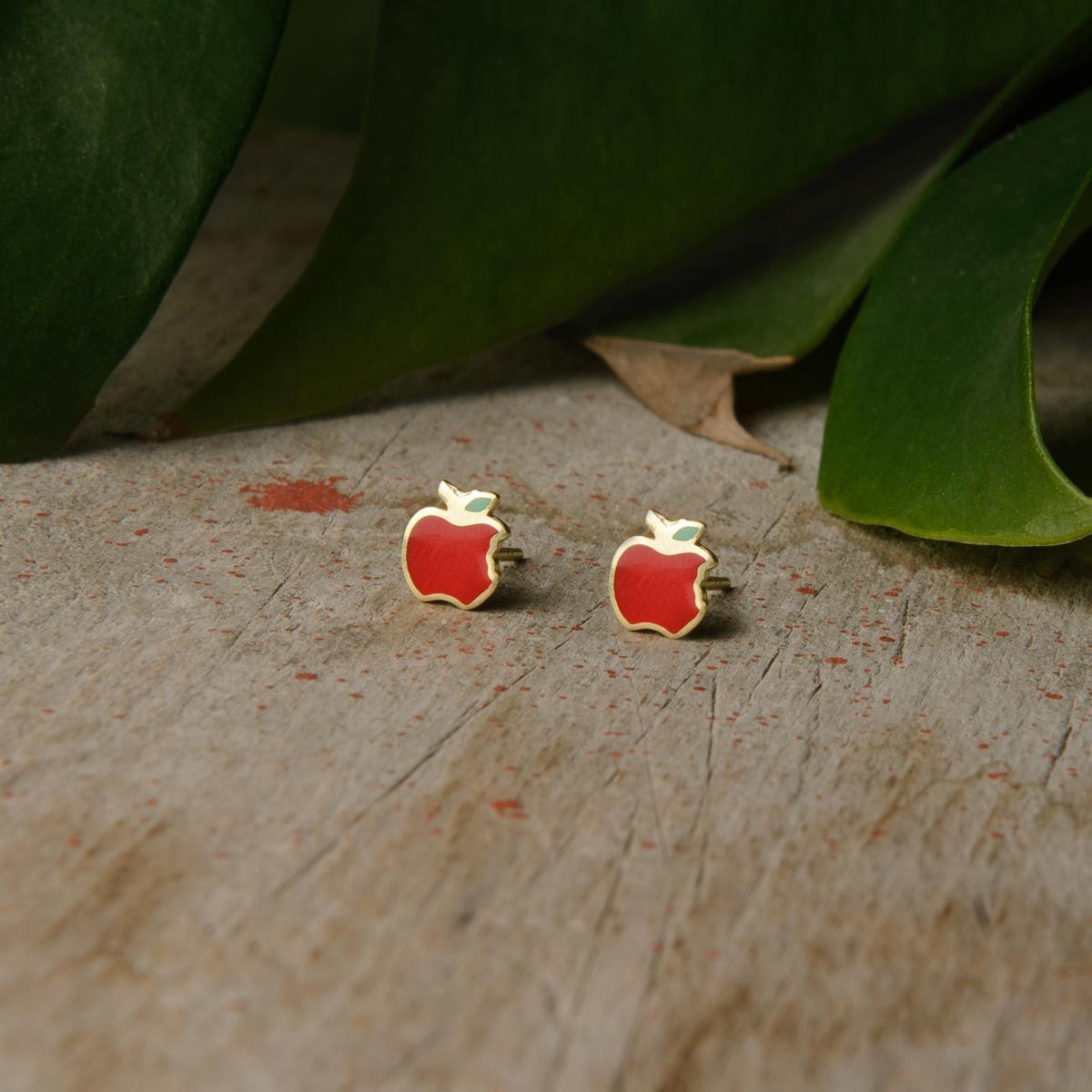 14 Ayar Altın Elma Küpe