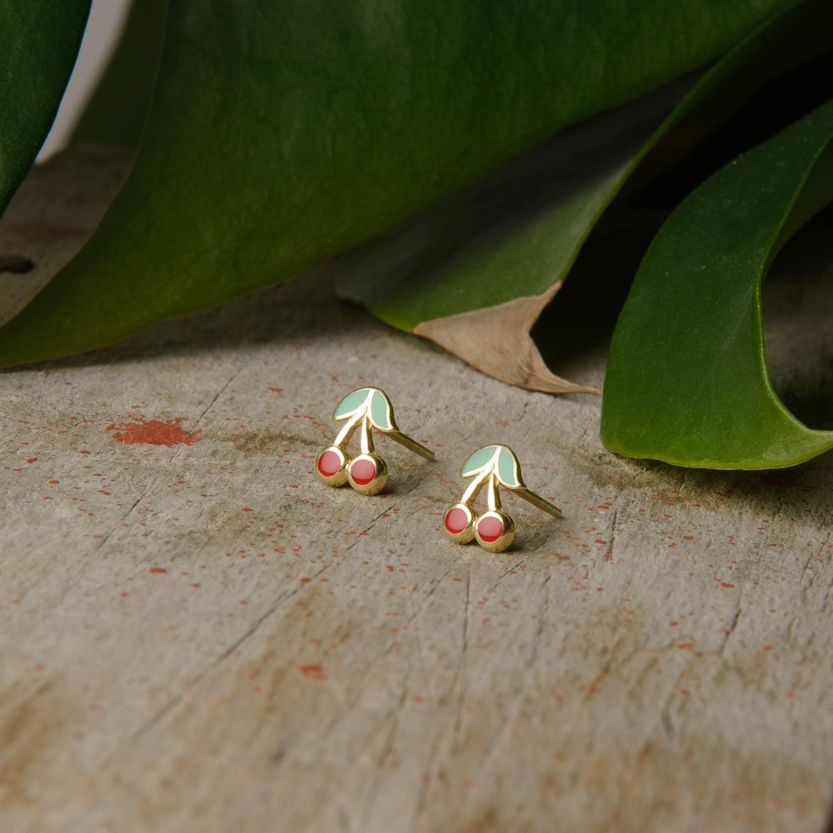 14 Ayar Altın Kiraz Küpe