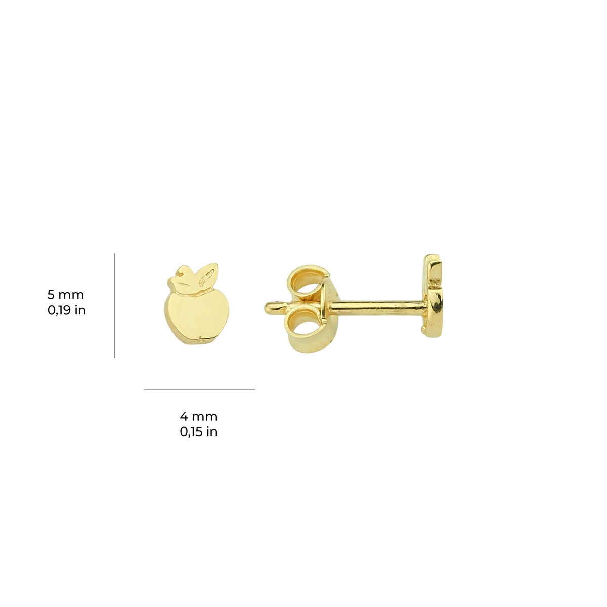 14 Ayar Altın Minik Elma Küpe