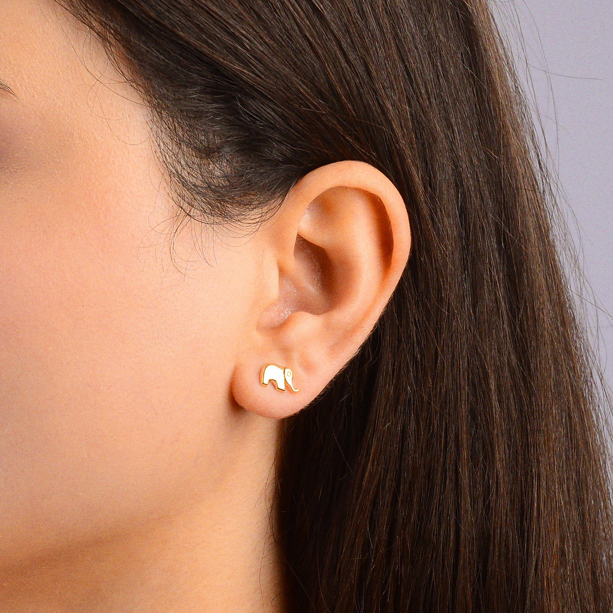 14 Ayar Altın Şans Fil Küpe