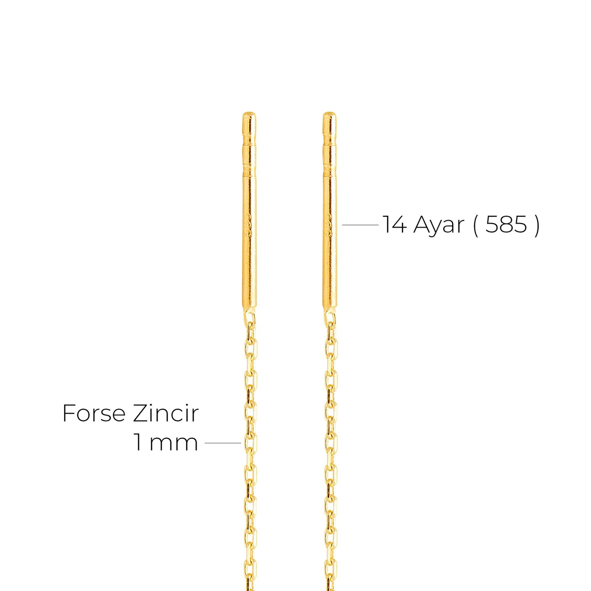 14 Ayar Altın Yıldız Sallantı Zincir Tek Küpe