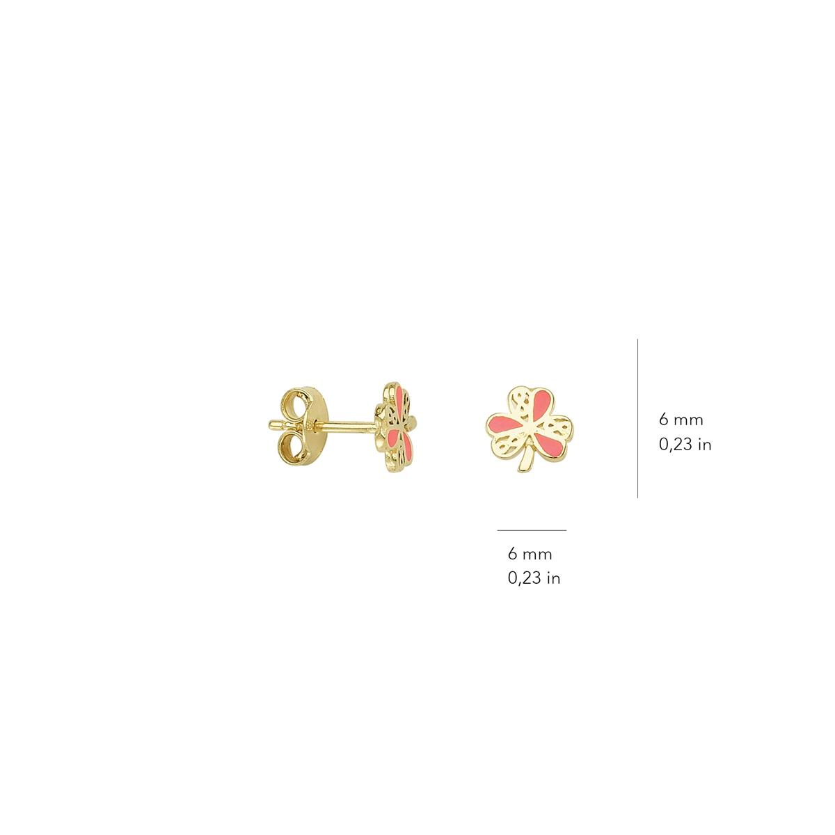 14 Ayar Altın Yonca Küpe