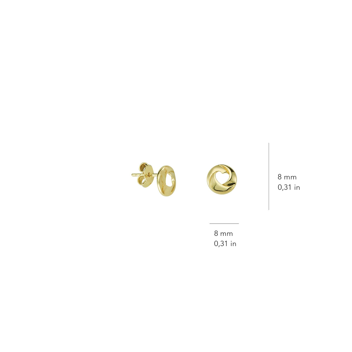 14 Ayar Kalp Altın Küpe