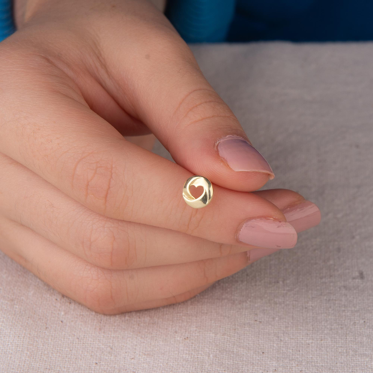 14 Ayar Kalp Altın Küpe