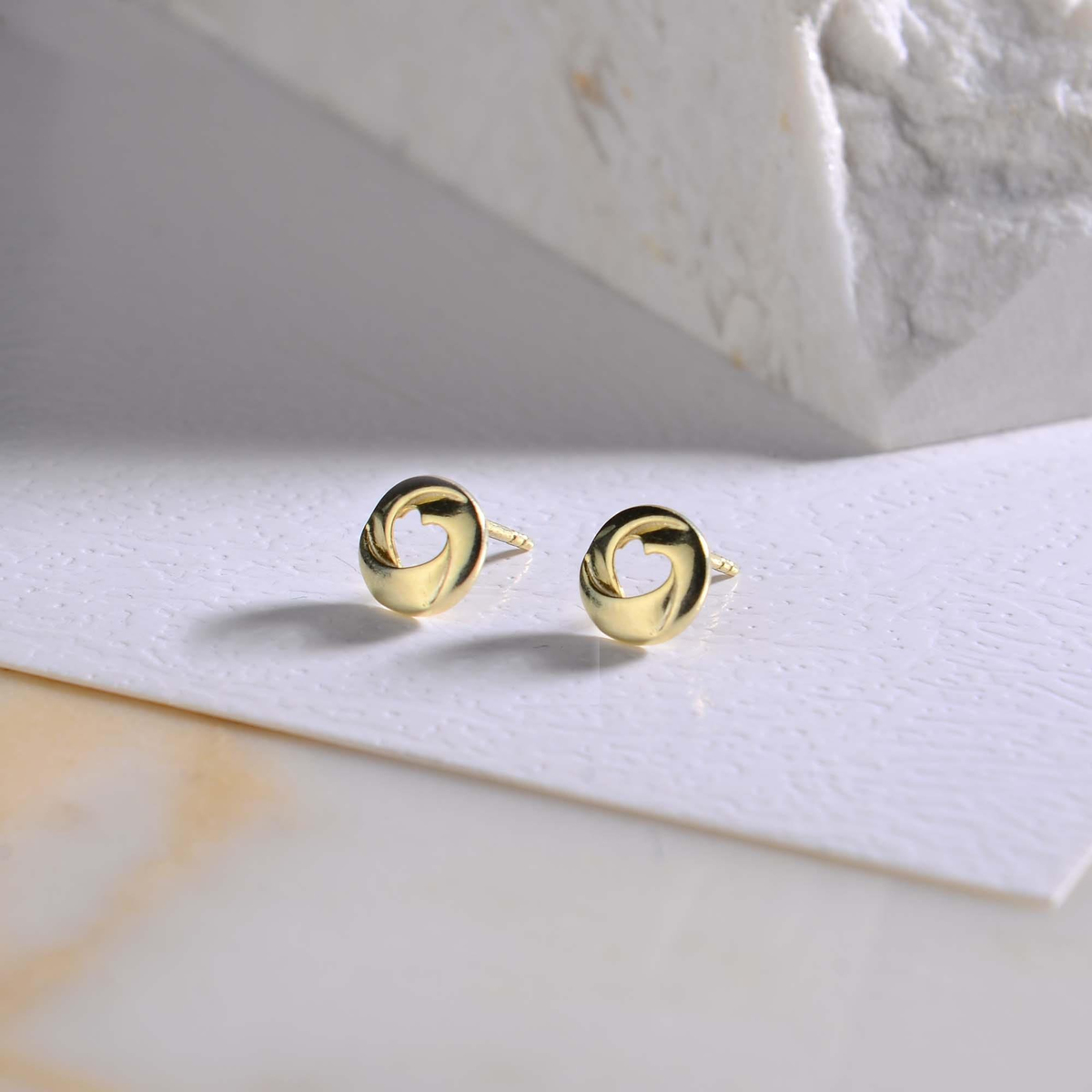 14 Ayar Kalp Altın Küpe