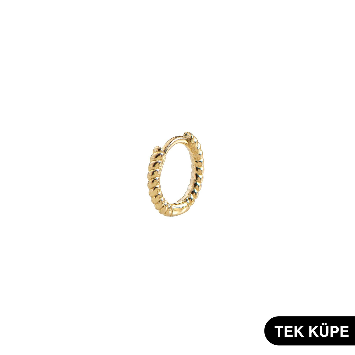14 Ayar Altın Minik Modern Burgulu Tek Halka Küpe