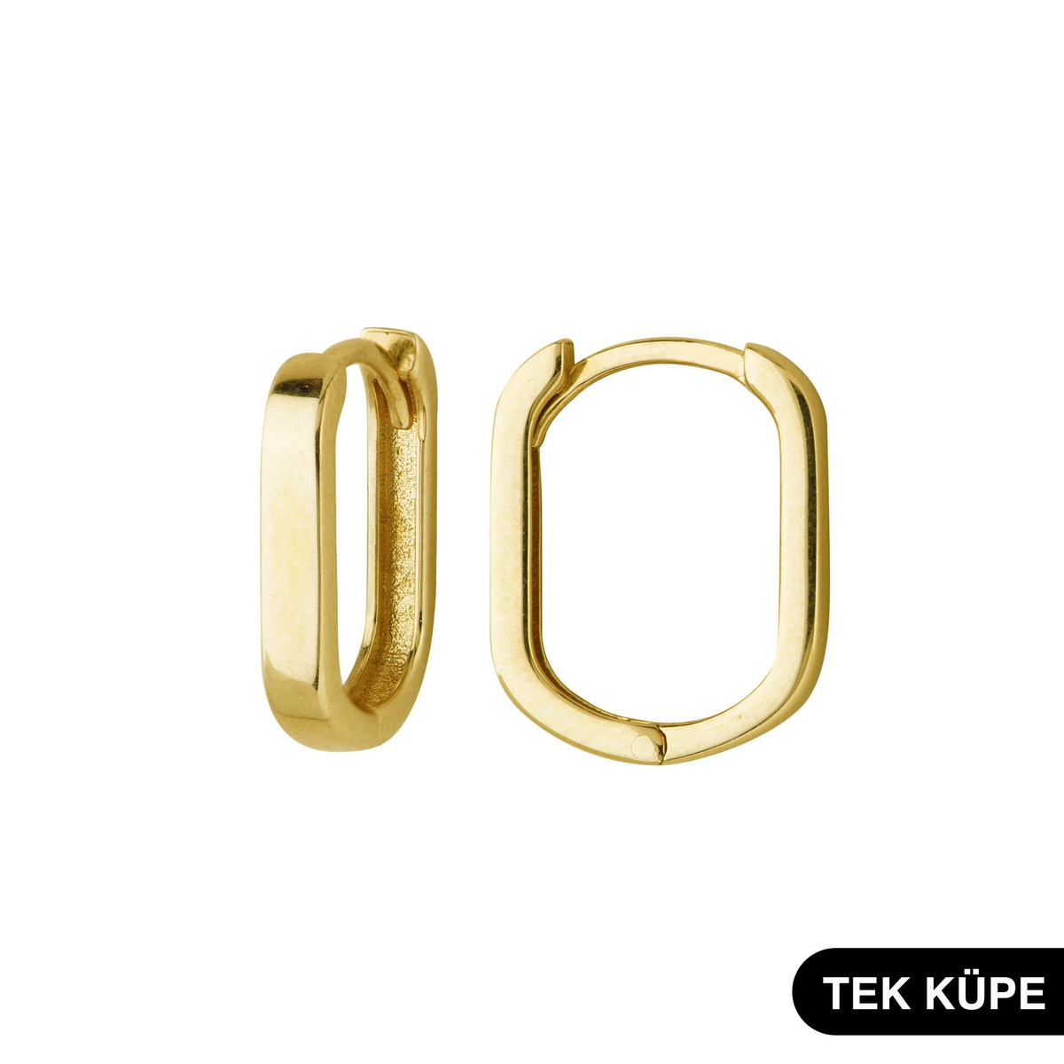 14 Ayar Altın Modern Tek Halka Küpe