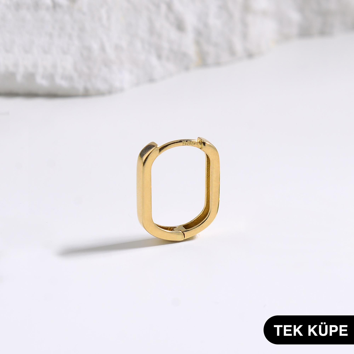 14 Ayar Altın Modern Tek Halka Küpe