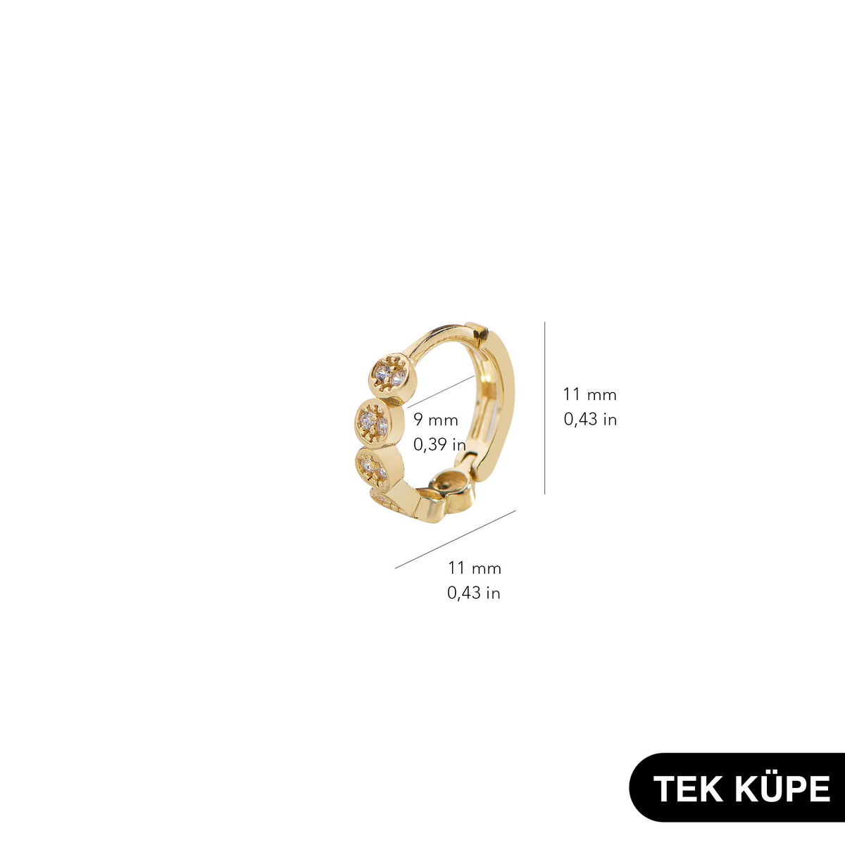 14 Ayar Altın Tek Halka Küpe