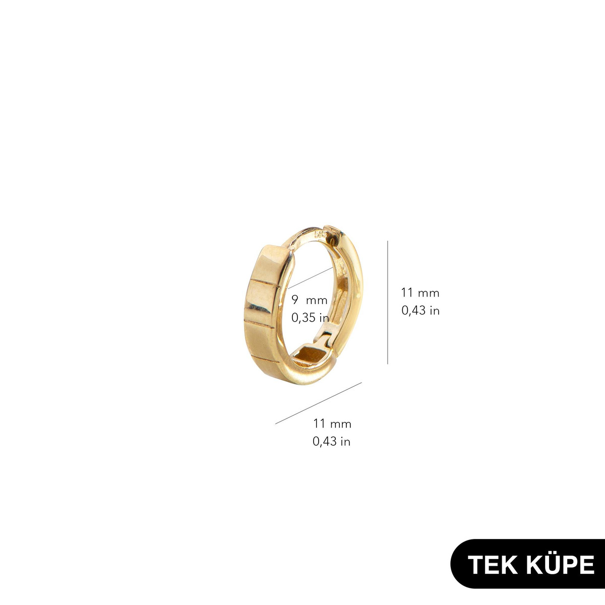 14 Ayar Altın Tek Halka Küpe