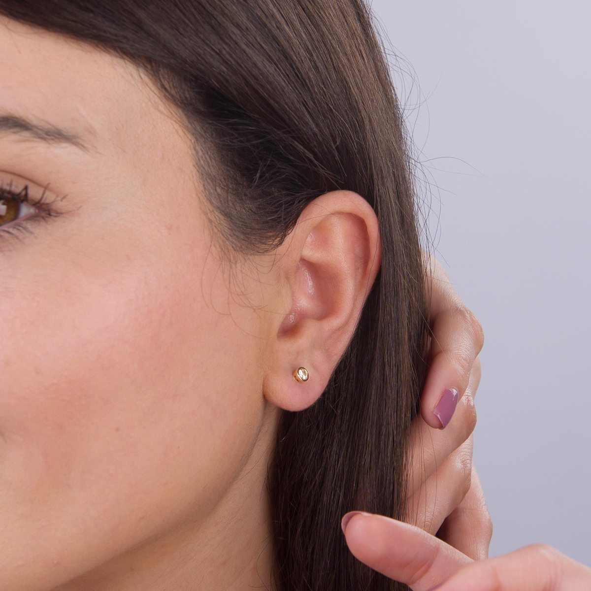 14 Ayar Tektaş Altın Küpe